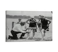 YiXong Beach Cop Measuring Swimsuits Vintage Beach Art Poster Decorative Painting Canvas Wall Posters And Art Picture Print Modern Family Bedroom Decor Posters 24x36inch(60x90cm)