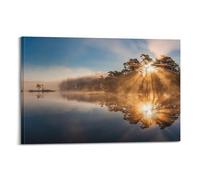 YiXong Beautiful Sunrise Through Trees Lakeside Poster Decorative Painting Canvas Wall Posters And Art Picture Print Modern Family Bedroom Decor Posters 08x12inch(20x30cm)