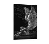 YiXong Black And White Angel Wings Poster Decorative Painting Canvas Wall Posters And Art Picture Print Modern Family Bedroom Decor Posters 12x18inch(30x45cm)