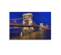 YiXong Chain Bridge on A Calm Hungarian Night Budapest Hungary Poster Decorative Painting Canvas Wall Posters And Art Picture Print Modern Family Bedroom Decor Posters 12x18inch(30x45cm)