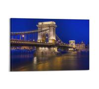 YiXong Chain Bridge on A Calm Hungarian Night Budapest Hungary Poster Decorative Painting Canvas Wall Posters And Art Picture Print Modern Family Bedroom Decor Posters 08x12inch(20x30cm)