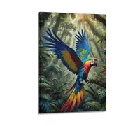 YiXong Colorful Macaw in Tropical Rainforest Animal Poster Poster Decorative Painting Canvas Wall Posters And Art Picture Print Modern Family Bedroom Decor Posters 24x36inch(60x90cm)