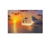 YiXong Cruise Ship Sailing at Sea at Sunset Poster Decorative Painting Canvas Wall Posters And Art Picture Print Modern Family Bedroom Decor Posters 24x36inch(60x90cm)