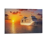 YiXong Cruise Ship Sailing at Sea at Sunset Poster Decorative Painting Canvas Wall Posters And Art Picture Print Modern Family Bedroom Decor Posters 20x30inch(50x75cm)