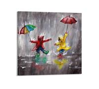 YiXong Happy Children Dancing In The Rain Poster Decorative Painting Canvas Wall Posters And Art Picture Print Modern Family Bedroom Decor Posters 16x16inch(40x40cm)
