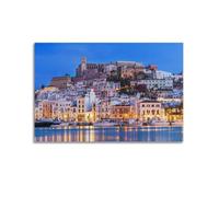 YiXong Ibiza Dalt Vila Downtown At Night Panorama Poster Decorative Painting Canvas Wall Posters And Art Picture Print Modern Family Bedroom Decor Posters 24x36inch(60x90cm)