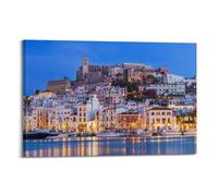 YiXong Ibiza Dalt Vila Downtown At Night Panorama Poster Decorative Painting Canvas Wall Posters And Art Picture Print Modern Family Bedroom Decor Posters 12x18inch(30x45cm)
