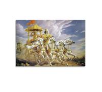 YiXong Lord Krishna And Arjuna on Chariot During Mahabharata Poster Decorative Painting Canvas Wall Posters And Art Picture Print Modern Family Bedroom Decor Posters 20x30inch(50x75cm)