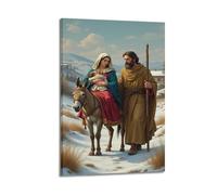 YiXong Religious Holy Family's Snowy Journey Poster Decorative Painting Canvas Wall Posters And Art Picture Print Modern Family Bedroom Decor Posters 16x24inch(40x60cm)