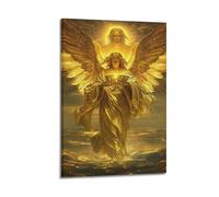 YiXong Religious Image of Golden Angel with Holy Grail Poster Decorative Painting Canvas Wall Posters And Art Picture Print Modern Family Bedroom Decor Posters 12x18inch(30x45cm)