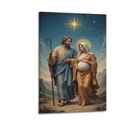 YiXong Religious Image of Holy Family Guided by Star Poster Decorative Painting Canvas Wall Posters And Art Picture Print Modern Family Bedroom Decor Posters 16x24inch(40x60cm)