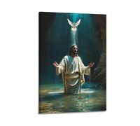 YiXong Religious Image of Jesus’ Baptism with Holy Spirit Descending Poster Decorative Painting Canvas Wall Posters And Art Picture Print Modern Family Bedroom Decor Posters 16x24inch(40x60cm)