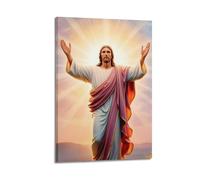 YiXong Religious Image of Jesus Descending in Holy Light Poster Decorative Painting Canvas Wall Posters And Art Picture Print Modern Family Bedroom Decor Posters 12x18inch(30x45cm)