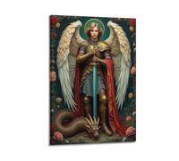 YiXong Religious Image of Saint Michael Slaying Dragon Poster Decorative Painting Canvas Wall Posters And Art Picture Print Modern Family Bedroom Decor Posters 24x36inch(60x90cm)