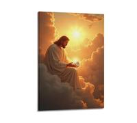 YiXong Religious Jesus Holding Globe on Clouds Poster Decorative Painting Canvas Wall Posters And Art Picture Print Modern Family Bedroom Decor Posters 24x36inch(60x90cm)