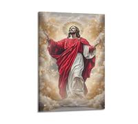 YiXong Religious Jesus in Red Robe with Holy Light Poster Decorative Painting Canvas Wall Posters And Art Picture Print Modern Family Bedroom Decor Posters 16x24inch(40x60cm)