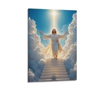 YiXong Religious Jesus on Heavenly Stairs Poster Decorative Painting Canvas Wall Posters And Art Picture Print Modern Family Bedroom Decor Posters 08x12inch(20x30cm)