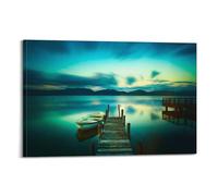 YiXong Wooden Pier Lake Tuscany Italy Green Sunset Poster Decorative Painting Canvas Wall Posters And Art Picture Print Modern Family Bedroom Decor Posters 08x12inch(20x30cm)