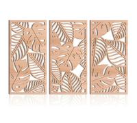 Yixuan 3-Piece Boho Wall Art Set, Lightweight Hollow Monstera Leaf Sculpture for Living Room, Bedroom, Hallway, Tropical Laser-Cut Wooden Wall Decor, Nature Inspired Home Decor, Wall Hanging Ornaments
