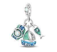 YIXUAN Camera Sailboat Fish Triple Charms Charm Fit for Pandora Bracelets Christmas Festival Heart Animals 925 Silver Stunning Women's Jewelry Gift for Women in Your Life