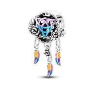 YIXUAN Colorful feathers Dreamcatcher Charms Charm Fit for Pandora Bracelets Christmas Festival Heart Animals 925 Silver Stunning Women's Jewelry Gift for Women in Your Life
