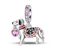 YIXUAN Dog Heart Charms Charm Fit for Pandora Bracelets Christmas Festival Heart Animals 925 Silver Stunning Women's Jewelry Gift for Women in Your Life
