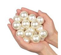 Yixuan Elegant Glossy Drilled Pearls Beads 15pcs 30mm Assorted Plastic Loose Beads for Jewellery Making, Vase Fillers, Candle Making, Table Scatter, Wedding, Home Decoration (Ivory 30mm)