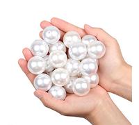 Yixuan Elegant Glossy Drilled Pearls Beads 15pcs 30mm Assorted Plastic Loose Beads for Jewellery Making, Vase Fillers, Candle Making, Table Scatter, Wedding, Home Decoration (White 30mm)