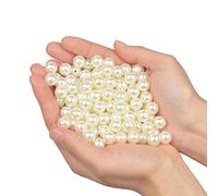 Yixuan Elegant Glossy Drilled Pearls Beads 180pcs 12mm Assorted Plastic Loose Beads for Jewellery Making, Vase Fillers, Candle Making, Table Scatter, Wedding, Home Decoration (Ivory 12mm)