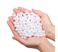 Yixuan Elegant Glossy Drilled Pearls Beads 180pcs 12mm Assorted Plastic Loose Beads for Jewellery Making, Vase Fillers, Candle Making, Table Scatter, Wedding, Home Decoration (White 12mm)