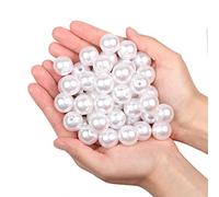 Yixuan Elegant Glossy Drilled Pearls Beads 45pcs 20mm Assorted Plastic Loose Beads for Jewellery Making, Vase Fillers, Candle Making, Table Scatter, Wedding, Home Decoration (White 20mm)