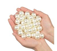 Yixuan Elegant Glossy Drilled Pearls Beads 45pcs 20mm Assorted Plastic Loose Beads for Jewellery Making, Vase Fillers, Candle Making, Table Scatter, Wedding, Home Decoration (Ivory 20mm)