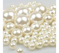 Yixuan Elegant Glossy Drilled Pearls Beads 70pcs 12mm/20mm/30mm Assorted Plastic Loose Beads for Jewellery Making, Vase Fillers, Candle Making, Table Scatter, Wedding, Home Decoration (Ivory)