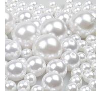 Yixuan Elegant Glossy Drilled Pearls Beads 70pcs 12mm/20mm/30mm Assorted Plastic Loose Beads for Jewellery Making, Vase Fillers, Candle Making, Table Scatter, Wedding, Home Decoration (White)