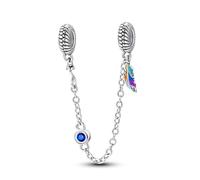 YIXUAN Feather Safety Chain Charms 925 Silve Charms fits Pandora Bracelets Necklace Birthday Christmas Jewelry Gifts For Women