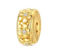 YIXUAN Golden Flowers Charms Stopper Clip Charms Charm Fit for Pandora Bracelets Christmas Festival Heart Animals 925 Silver Stunning Women's Jewelry Gift for Women in Your Life