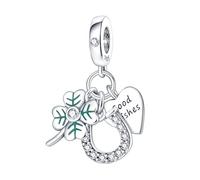 YIXUAN Horseshoe Luck Wish Charms 925 Sterling Silver Beads for Pandora Bracelet Dangle Pendant for Necklace Bracelet Christmas Happy Jewelry Gifts