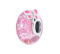 YIXUAN Pink Butterfly Murano Charms 925 Silve Charms fits Pandora Bracelets Necklace Birthday Christmas Jewelry Gifts For Women