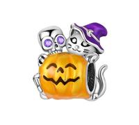 YIXUAN Pumpkin Skeleton Cat Charms Charms fits Pandora 925 Silver fits Bracelets Necklace Pendant Bead Jewelry for Women Family Friends