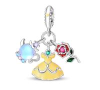 YIXUAN Rose Princess Triple Charms Charm Fit for Pandora Bracelets Christmas Festival Heart Animals 925 Silver Stunning Women's Jewelry Gift for Women in Your Life