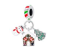 YIXUAN Snowman Christmas Tree House Triple Charms Charm Fit for Pandora Bracelets Christmas Festival Heart Animals 925 Silver Stunning Women's Jewelry Gift for Women in Your Life