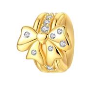 YIXUAN Sparkling Gold Bow Charms Charm Fit for Pandora Bracelets Christmas Festival Heart Animals 925 Silver Stunning Women's Jewelry Gift for Women in Your Life