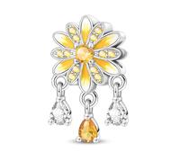 YIXUAN Sun Daisy Charms Compatible with Pandora Bracelets Necklaces 925 Sterling Silver Bead Christmas Happy Jewelry Gifts