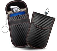 YIXUEERWSY 2 Pack RFID Keyless Go Protection Pouch for Ford C-Max Grand 2 (II) Facelift I 2015-2019, Carbon Fibre Signal Blocker Case Car Key Fob Security Faraday Bag