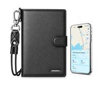 YIXXI Passport Cover with Find My Compatibility, RFID Blocking Passport Holder Travel Wallet with Lanyard, Card Slots, Ticket & Cash Pocket, PU Leather, Rechargeable, Black, Travel / Rfid Blocking