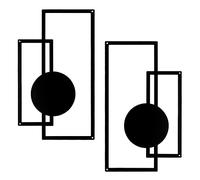 YiYa 2 Pcs Metal Wall Decor Black Geometric Metal Minimalist Wall Decor Vertical Abstract Wall Art Modern Geometric Wall Hanging for Home Living Room Bedroom (Geometric)