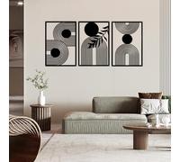 YiYa 3 Pcs Black Metal Wall Decor Minimalist Wall Decor Metal Vertical Abstract Wall Art Modern Geometric Wall Hanging for Home Living Room Bedroom