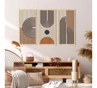 YiYa 3 Pieces Boho Wooden Wall Art Deco Bohemian Botanical Hanging Wooden Sign Minimalist Hanging Art Wall Decor for Farmhouse Bedroom Living Room Office