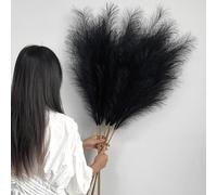 YiYa Artificial Pampas Grass Decoration 6 Pcs 113CM Large Pampas Grass Stems Black Fluffy Artificial Pampas Grass for Floor Vases Tall Plant Flowers Boho Home Decor Office Decor