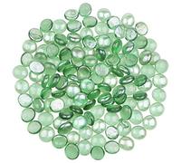 YiYa Green Flat Marble Decorative Beads Glass Gems for Home Decoration Vase Filler Fish Tank Bottom Decoration (About 1.5 lb(680g)/Bag)